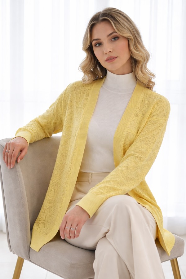 Yazlık Pamuk Hırka R7203 Limon Sarısı