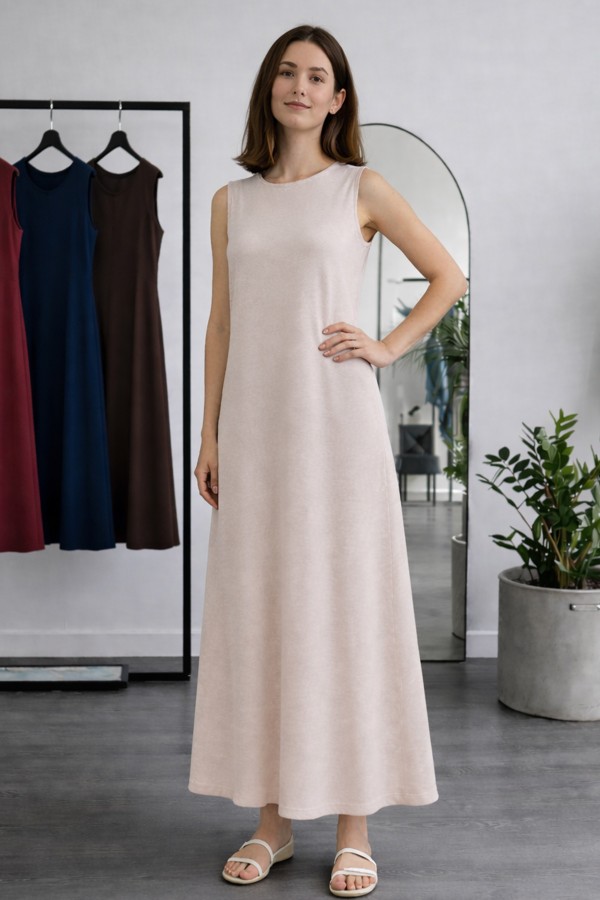 Kolsuz İçlik Elbise N8102 Bej Kolsuz İçlik Elbise N8102 Bej