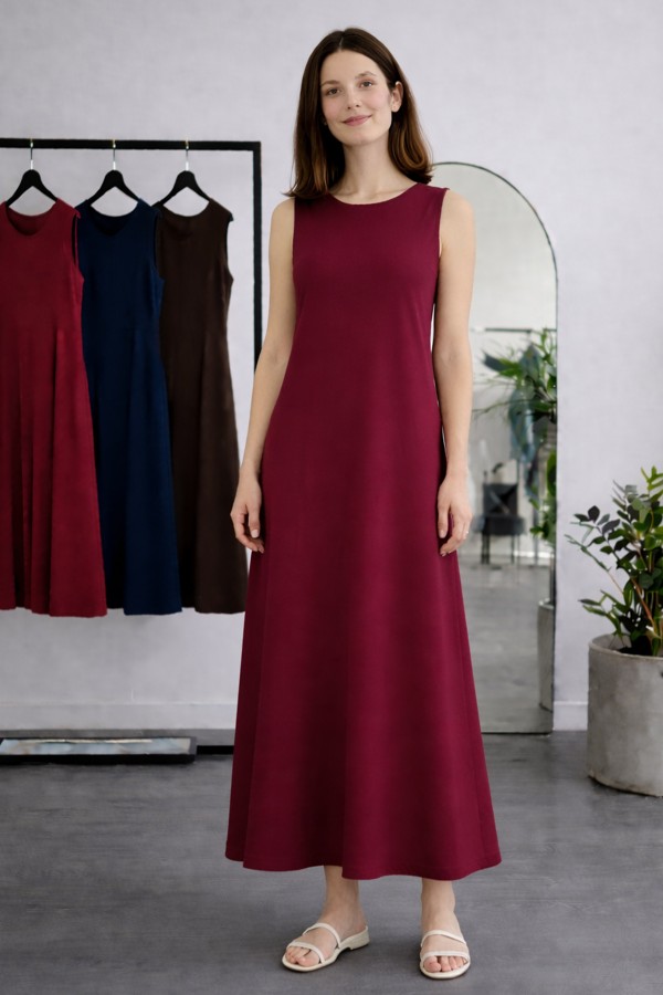 Kolsuz İçlik Elbise N8102 Bordo Kolsuz İçlik Elbise N8102 Bordo