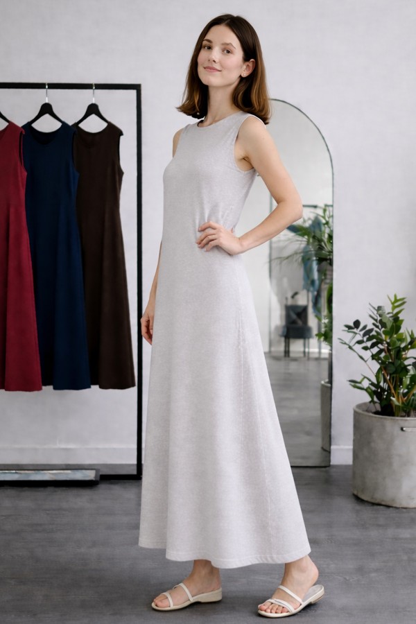 Kolsuz İçlik Elbise N8102 Gri Kolsuz İçlik Elbise N8102 Gri