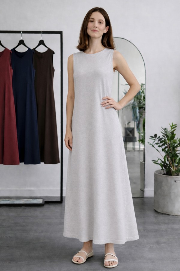 Kolsuz İçlik Elbise N8102 Gri