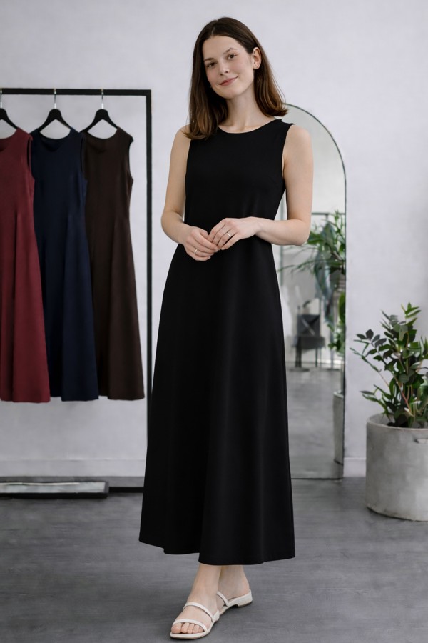 Kolsuz İçlik Elbise N8102 Siyah Kolsuz İçlik Elbise N8102 Siyah