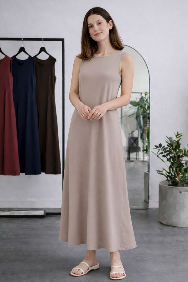 Kolsuz İçlik Elbise N8102 Vizon Kolsuz İçlik Elbise N8102 Vizon