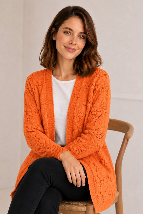 Yazlık Pamuk Hırka R4551 Oranj