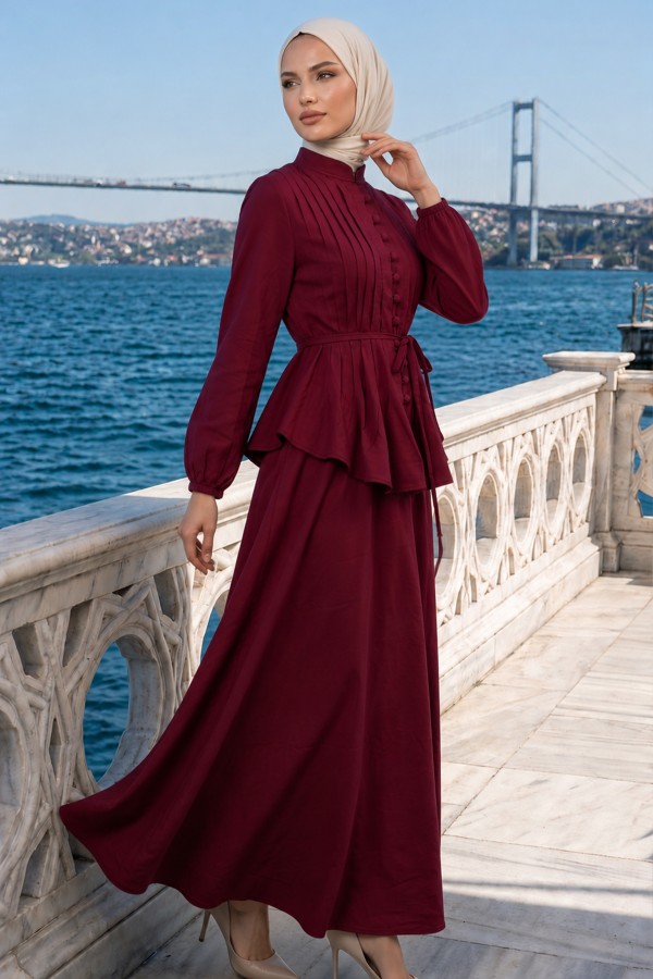 Kemerli Etek Takım A940 Bordo Kemerli Etek Takım A940 Bordo