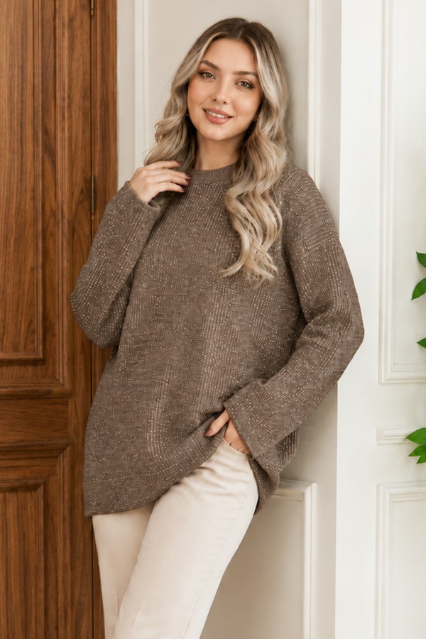 Simli Triko Tunik R4498 Vizon