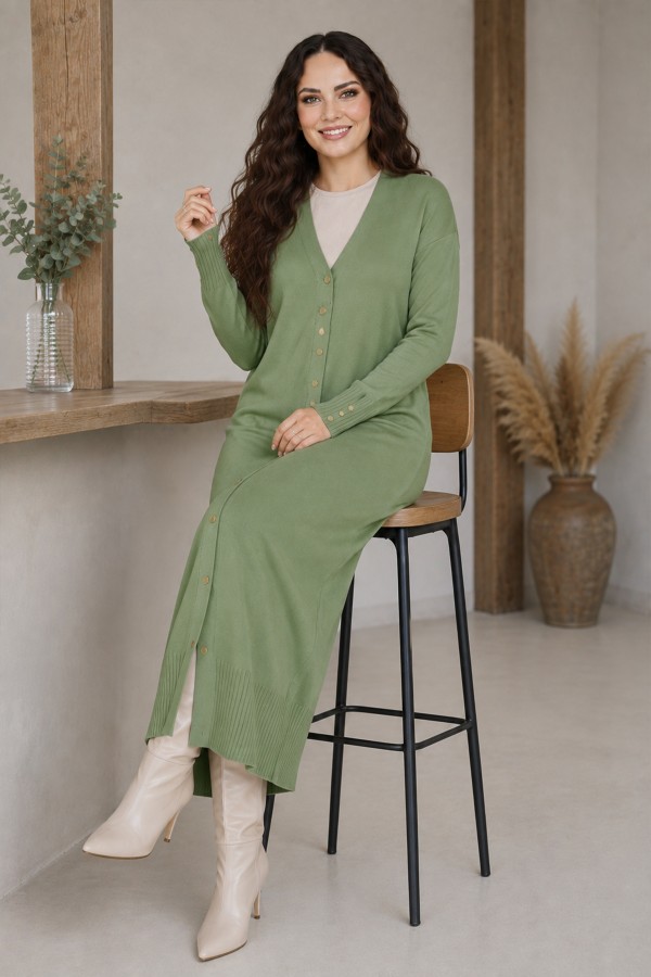 Merserize Uzun Hırka N3250 Çağla Merserize Uzun Hırka N3250 Çağla