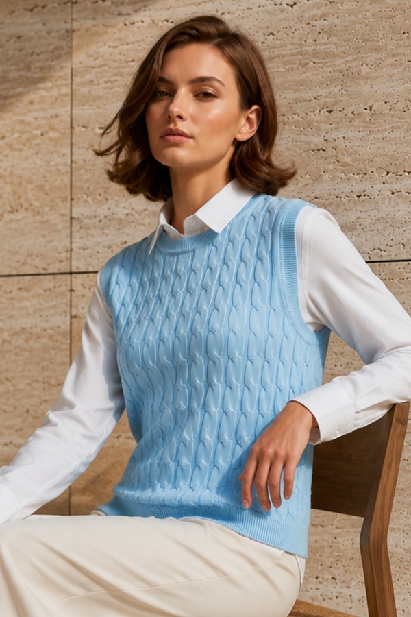 Desenli Triko Süveter N3350 Bebe Mavisi