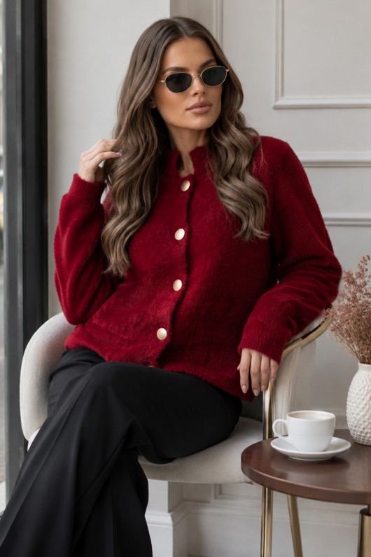 Düğmeli Sakal Hırka N3327 Bordo