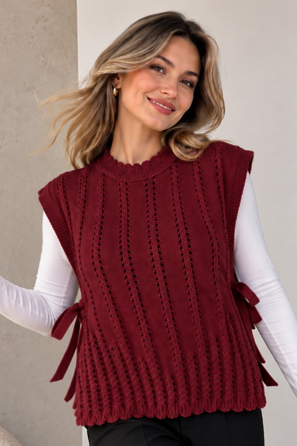Akrilik Triko Süveter N521 Bordo