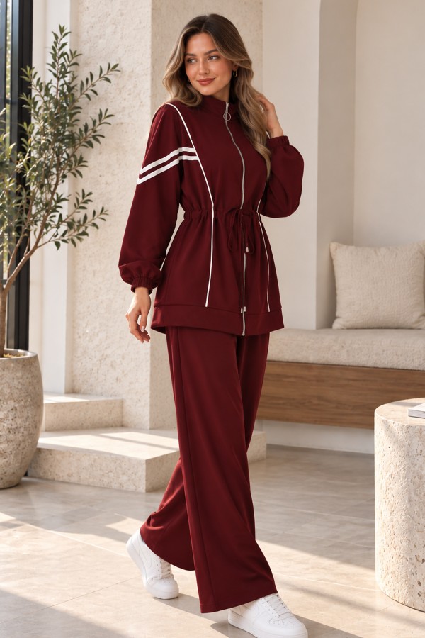 Biyeli Spor İkili Takım N8290 Mürdüm