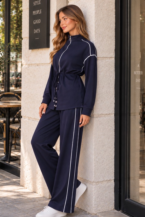 Fermuarlı  Modal İkili Takım N8291 Lacivert