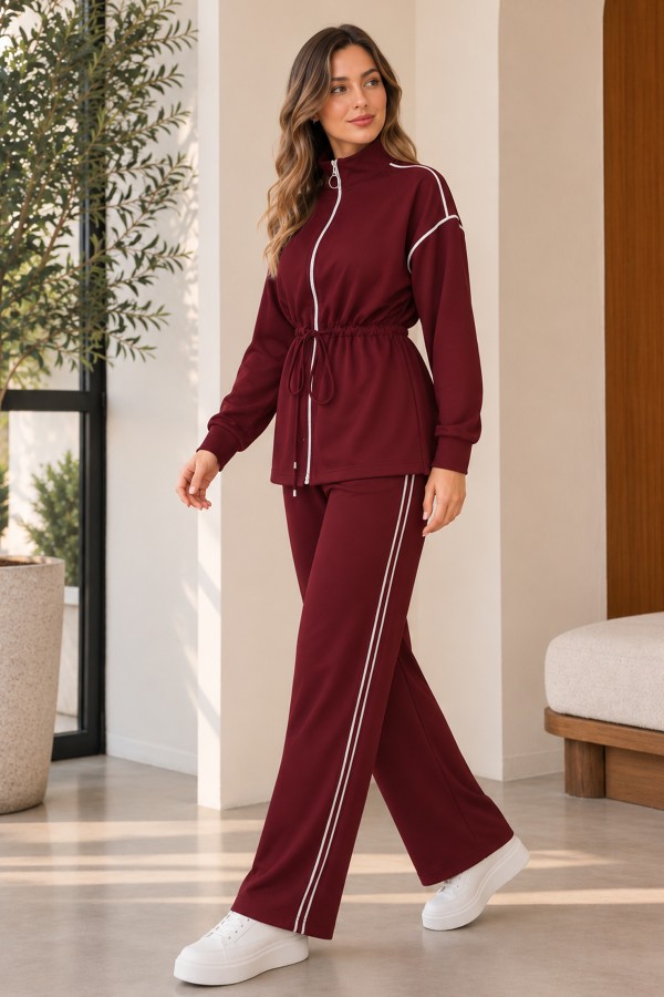 Fermuarlı  Modal İkili Takım N8291 Mürdüm